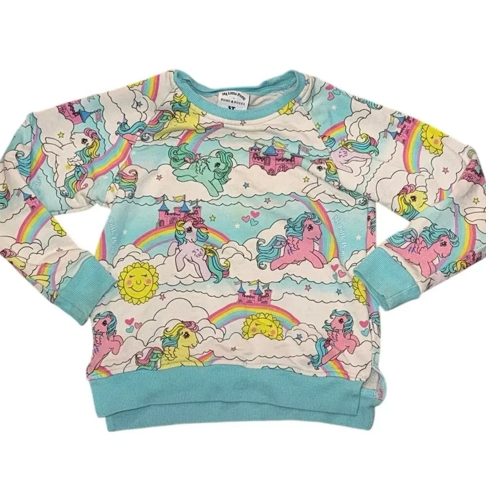 Bums & Roses x My Little Pony two-piece jogger set in girls size 3T.